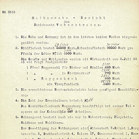 Halbmonatsbericht des Bezirksamts Vohenstrauß, 14. Juli 1923 (StAAm, Bezirksamt/Landrats-amt Vohenstrauß 2060) [JPG-Datei].