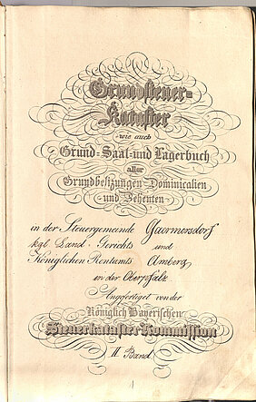Titel des Grundsteuerkatasters der Steuergemeinde Gärmersdorf (Lkr. Amberg-Sulzbach), 1840