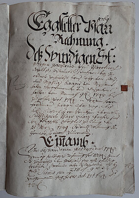 Titelseite der Jahresrechnung der Pfarrkirche Eggstätt für das Jahr 1744 (Foto: Archiv und Bibliothek des Erzbistums München und Freising)